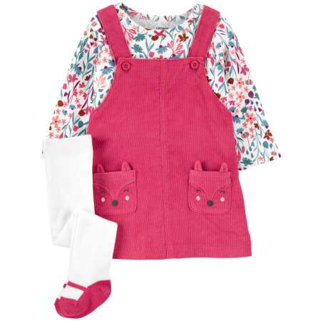 Girl 3-Piece Floral Tee & Jumper Set
