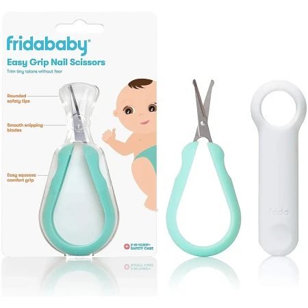 Frida Baby Easy Grip Baby Nail Scissors | Grooming Essentials Safe for Newborn to Toddler Nails