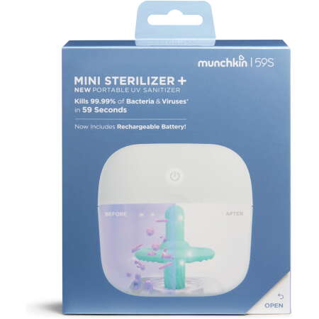 Munchkin® 59S Mini Portable UV-C Sterilizer+ with Rechargeable Battery, Eliminates 99.99% of Germs in 59 Seconds