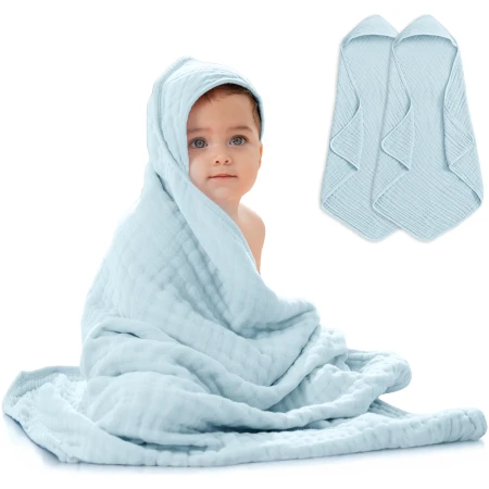 Baby Hooded Towels by Comfy Cubs – Sky Blue Pack of 2