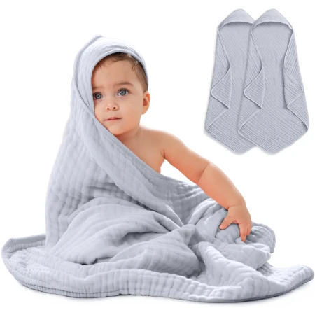 Baby Hooded Towels by Comfy Cubs - Slate Pack of 2